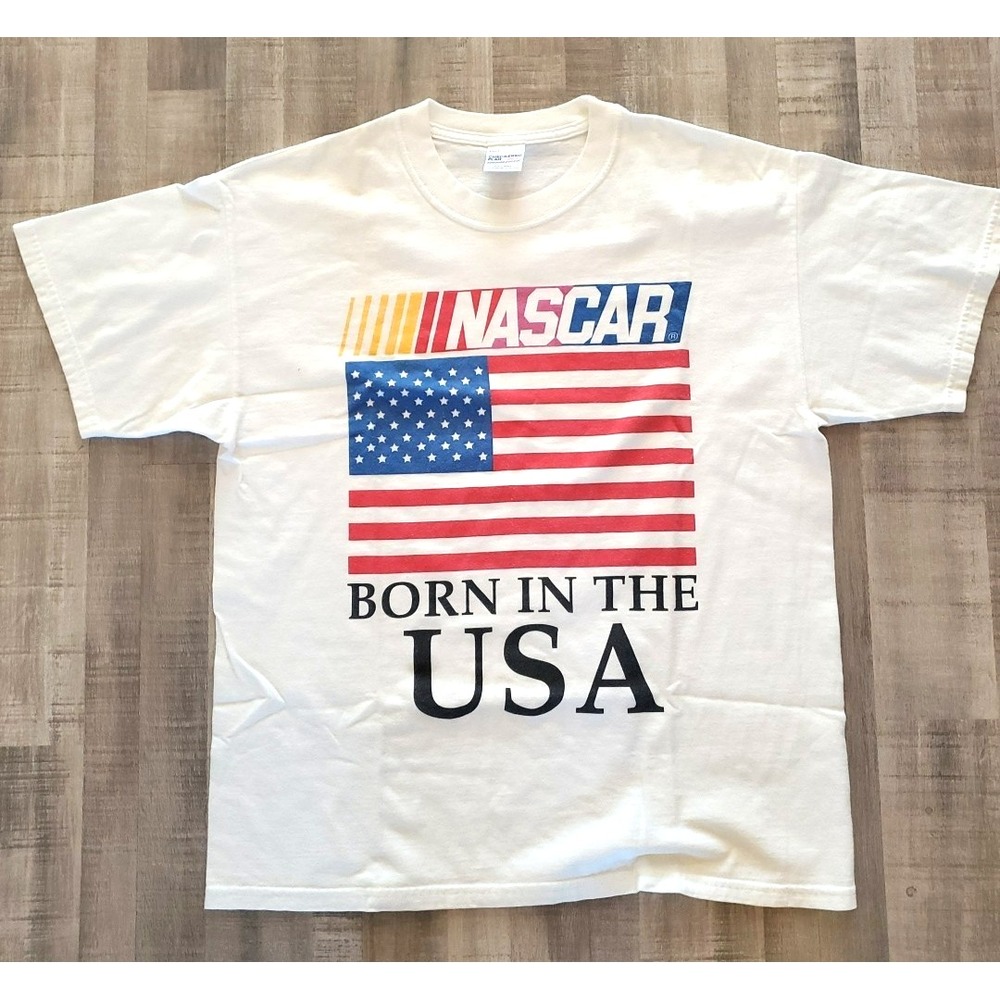 NASCAR Checkered Flag Sports Born in the USA Bruce Springteen‎ T Shirt Large Y2K